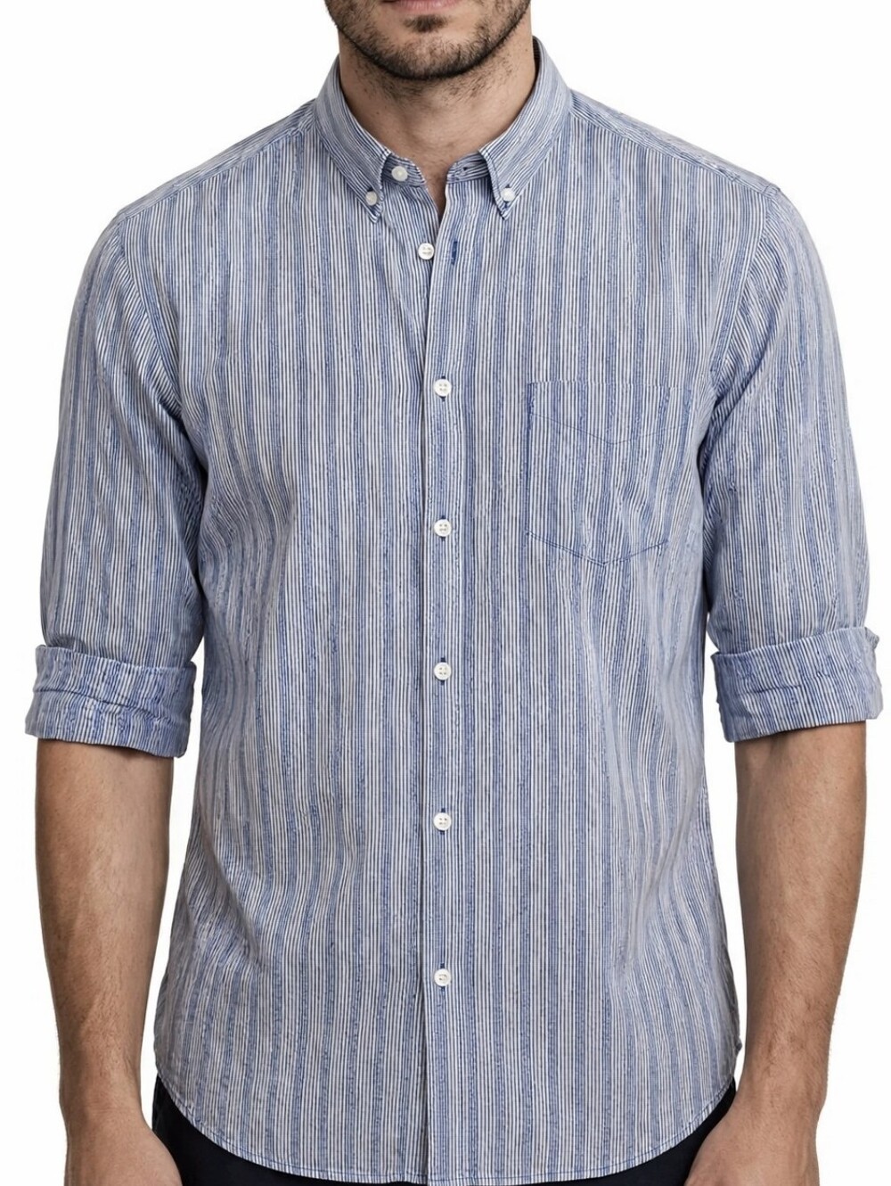 Ben Sherman Blue and White Striped Button-Down Shirt